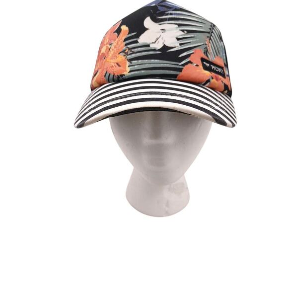 ROXY Trucker Cap Black Stripe Tropical Just Ok ULUWATU Jungle Collectible Island - Picture 2 of 7